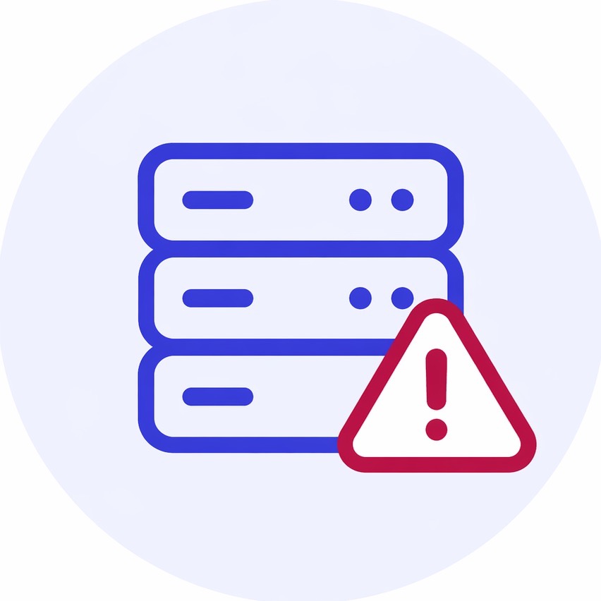 Serversymbol mit Warnhinweis